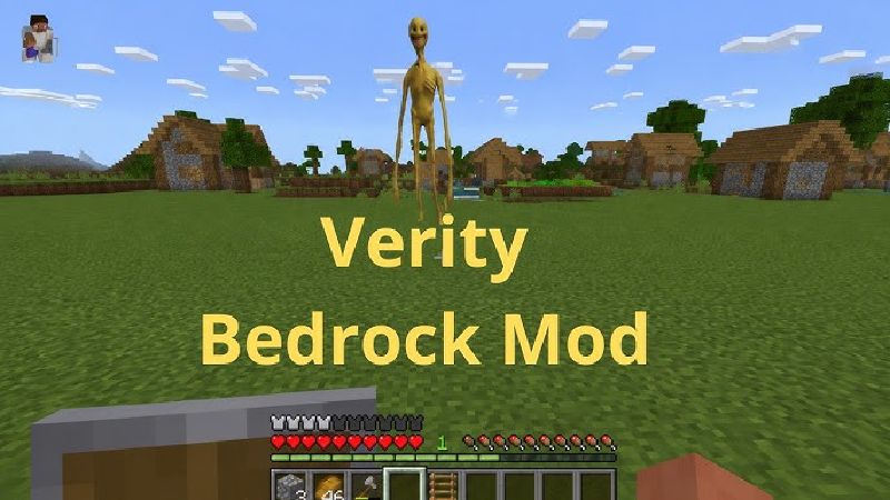 A beautiful player-built cabin in the custom woods of the Verity mod for Minecraft Bedrock