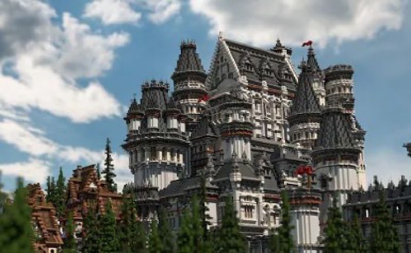 A small schematic castle next to a large full fortress schematic
