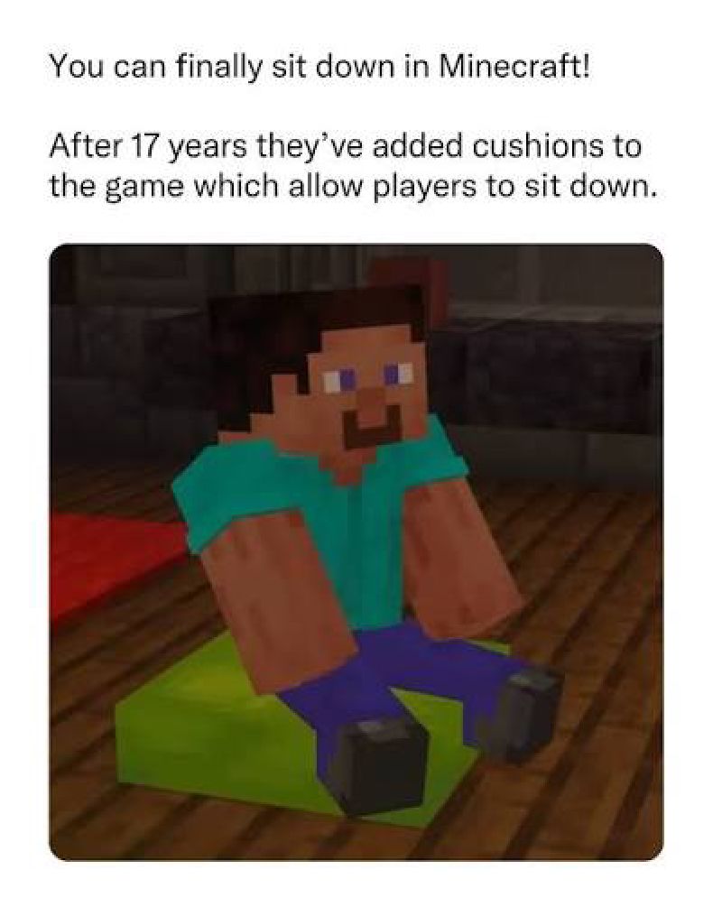 Close-up of a Minecraft cushion placed on a wooden chair inside a cosy house